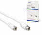 Preview: DINIC SAT Adapterkabel, F-Stecker auf Koax Kupplung, weiß, DINIC Box, 2,50m