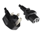 Preview: DINIC Netzkabel England UK Typ G auf C15, 1mm², schwarz, 1,80m