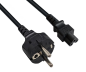 Preview: DINIC Netzkabel,  Schutzkontaktstecker auf C5 Kleeblatt-Stecker,