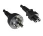 Preview: DINIC Netzkabel Argentinien Typ I auf C5, 0,75mm², schwarz, 1,8m