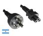 Preview: DINIC Netzkabel Argentinien Typ I auf C5, 0,75mm², schwarz, 1,8m