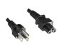 Preview: DINIC Netzkabel Japan Typ B auf C5, 0,75mm², 1,8m JPN 3pin/IEC 60320-C5,JET, PSE, VCTF, schwarz