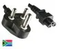 Mobile Preview: DINIC Netzkabel Südafrika Typ M auf C5, 0,75mm², 1,8m ZAF 3pin 2,5A, SABS, schwarz