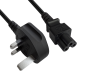 Preview: DINIC Netzkabel England UK Typ G auf C5, 3A, 0,75mm², ASTA, 1,80m