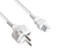 Preview: DINIC Netzkabel Schutzkontaktstecker auf C5, weiß, 1,80m