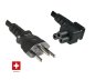 Preview: DINIC Netzkabel Schweiz Typ J auf C5 gewinkelt, schwarz 3m