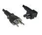 Preview: DINIC Netzkabel Schweiz Typ J auf C5 gewinkelt, schwarz 3m