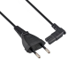 Preview: DINIC Netzkabel Eurostecker auf C7, 90 Grad seitwärts gewinkelt, 2m