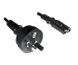 Preview: DINIC Netzkabel Argentinien Typ I auf C7, 0,75mm², ARG 2pin, schwarz, 1,8m