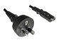 Preview: DINIC Netzkabel Australien Typ I auf C7, SAA, 0,75mm², schwarz, 1,8m