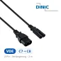 Preview: DINIC Netzkabel 2-Pin Verlängerung, C7 auf C8, VDE, schwarz, 2m
