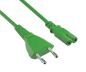 Preview: DINIC Stromkabel, Netzkabel Euro-Stecker auf C7 grün, 2-pin Euro-8, VDE, 1,80m