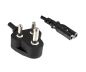 Preview: DINIC Netzkabel Indien Typ D auf C7, 0,75mm², IND, schwarz, 1,8m