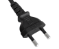 Preview: DINIC Netzkabel KOREA 2pin auf C7 90°, 0,75mm², 1,8m KOR 2pin/IEC 60320-C7 gewinkelt, KTL, schwarz