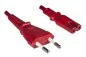 Mobile Preview: DINIC Stromkabel, Netzkabel Euro-Stecker auf C7 rot, 2-pin Euro-8, 1,80m