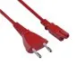 Preview: DINIC Stromkabel, Netzkabel Euro-Stecker auf C7 rot, 2-pin Euro-8, VDE, 1,80m
