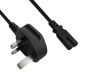 Preview: DINIC Netzkabel England UK Typ G 3A auf C7, 0,75mm², ASTA, 1.80m