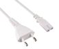 Preview: DINIC Stromkabel, Netzkabel Euro-Stecker auf C7 weiß, 2-pin Euro-8, VDE, 2m