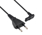 Preview: DINIC Netzkabel mit Eurostecker auf C7 90° Grad unten, oben gewinkelt, 2m