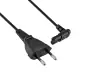 Preview: DINIC Netzkabel mit Eurostecker auf C7 90° Grad unten, oben gewinkelt, 2m
