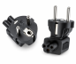 Preview: DINIC Netzadapter Schutzkontaktstecker CEE 7/7 auf C5 Stecker gewinkelt (Mickey Maus)