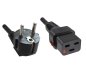 Preview: DINIC Netzkabel Schuko auf C19 locking, VDE, 1,5mm², Verriegelung, schwarz, 2m
