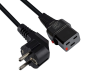 Preview: DINIC Netzkabel Schuko auf C19 locking, VDE, 1,5mm², Verriegelung, schwarz, 2m