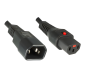 Preview: DINIC Kaltgerätekabel C14 auf C13 mit Verriegelung, 1mm², Verlängerung, schwarz, 2m