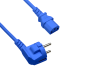 Preview: DINIC Netzkabel Europa CEE 7/7 90° auf C13, 0,75 mm², VDE, blau, Länge 1m
