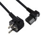 Preview: DINIC Netzkabel auf C13 90 Grad nach rechts abgewinkelt, 0,75mm², VDE, schwarz, 1.80m