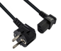 Preview: DINIC Netzkabel Schuko auf C13 90 Grad nach unten abgewinkelt, 0,75mm² VDE, schwarz, 1.80m