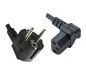 Preview: DINIC Netzkabel Schuko auf C13 90 Grad nach unten abgewinkelt, 0,75mm² VDE, schwarz, 1.80m