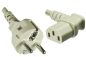 Preview: DINIC Netzkabel Europa CEE 7/7 auf C13 abgewinkelt, 0,75 mm², VDE, grau, Länge 1,80m