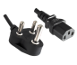 Preview: DINIC Netzkabel Indien Typ M auf C13, IND 3pin Typ M/IEC 60320-C13, BIS, schwarz, 3m