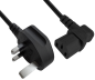 Preview: DINIC Netzkabel England UK Typ G 10A auf C13 90°, ASTA/SASO/HK/SM, 1.80m