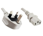 Preview: DINIC Netzkabel England UK Typ G 13A-C13, 1,5mm², fused 13A, grau, 2.50m