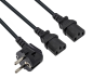 Preview: DINIC Y-Netzkabel Schuko auf 2x C13 Kaltgerätestecker, 1mm², schwarz, 2m