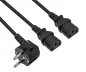 Preview: DINIC Y-Netzkabel Schuko auf 2x C13 Kaltgerätestecker, 1mm², schwarz, 2m