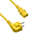 Preview: DINIC Netzkabel Europa CEE 7/7 90° auf C13, 0,75 mm², VDE, gelb, Länge 1,80m