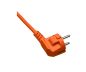 Preview: DINIC Netzkabel Europa CEE 7/7 90° auf C13, 0,75 mm², VDE, orange, Länge 1,80m