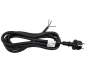 Preview: DINIC Netzkabel Gummi / Neopren Schuko auf Open-End, 3cm abgemantelt, 1.5mm², VDE, schwarz, 3m