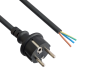 Preview: DINIC Netzkabel Gummi / Neopren Schuko auf Open-End 2m, 3cm abgemantelt, 1.5mm², VDE