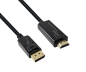 Preview: DINIC DisplayPort auf HDMI Kabel, DP 20pol auf HDMI Stecker, schwarz, 2,00m