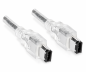 Preview: DINIC FireWire 400 Kabel 6 polig Stecker auf Stecker, Anschlusskabel IEEE 1394a, transparent, 10m
