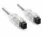 Preview: DINIC FireWire 800 Kabel 9 polig Stecker auf Stecker, Anschlusskabel, transparent, 2m