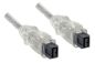 Preview: DINIC FireWire 800 Kabel 9 polig Stecker auf Stecker, Anschlusskabel, transparent, 2m