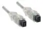 Preview: DINIC FireWire 800 Kabel 9 polig Stecker auf Stecker, Anschlusskabel, transparent, 2m