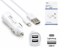 Preview: DINIC iPhone KFZ Ladeadapter + Lightning Kabel, 12V, 2x USB 5V 3100mA, MFI zertifiziert, weiß, 1m