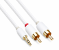 Preview: Audio Kabel 3,5mm Klinken St. auf 2x Cinch St., DINIC Monaco Range, weiß, DINIC Box mit Euroloch, 2m