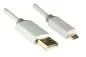 Preview: DINIC HQ Micro USB Kabel A St. auf micro B Stecker, Monaco Range, weiß